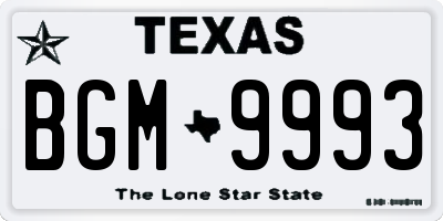 TX license plate BGM9993