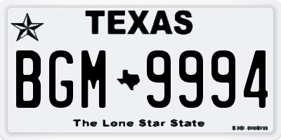TX license plate BGM9994