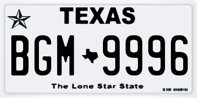 TX license plate BGM9996