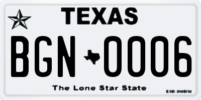 TX license plate BGN0006