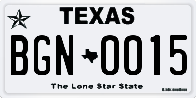 TX license plate BGN0015