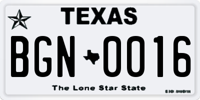 TX license plate BGN0016