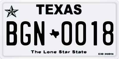TX license plate BGN0018