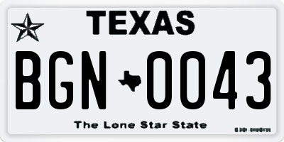 TX license plate BGN0043