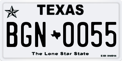 TX license plate BGN0055