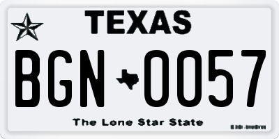 TX license plate BGN0057