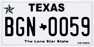 TX license plate BGN0059