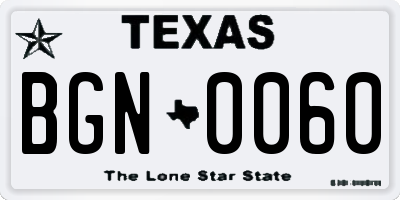 TX license plate BGN0060