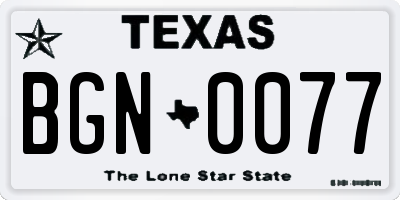 TX license plate BGN0077