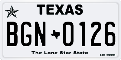 TX license plate BGN0126