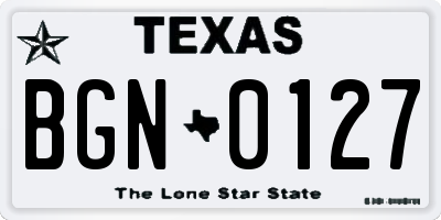 TX license plate BGN0127