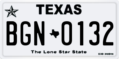 TX license plate BGN0132