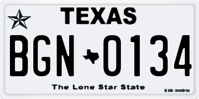 TX license plate BGN0134