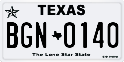 TX license plate BGN0140