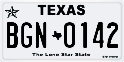 TX license plate BGN0142