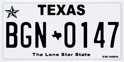 TX license plate BGN0147