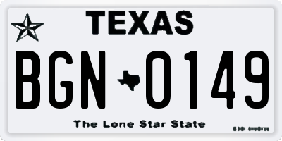 TX license plate BGN0149