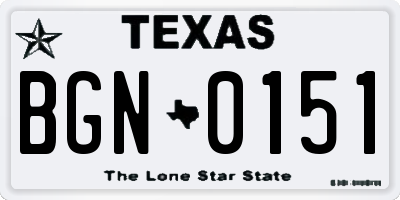 TX license plate BGN0151