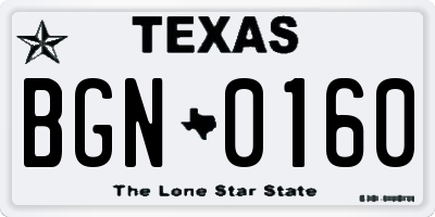 TX license plate BGN0160