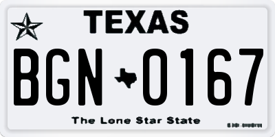 TX license plate BGN0167