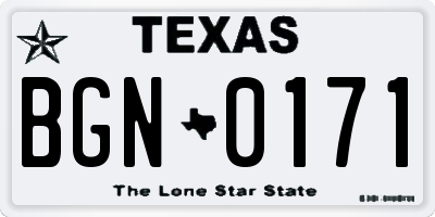 TX license plate BGN0171