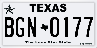 TX license plate BGN0177
