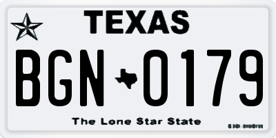 TX license plate BGN0179