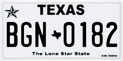 TX license plate BGN0182