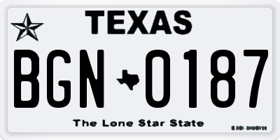 TX license plate BGN0187