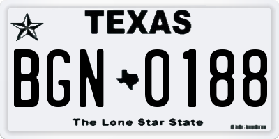 TX license plate BGN0188