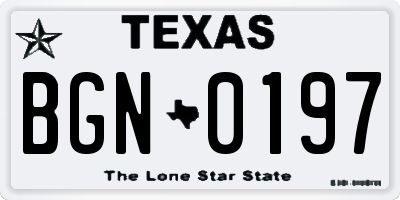 TX license plate BGN0197