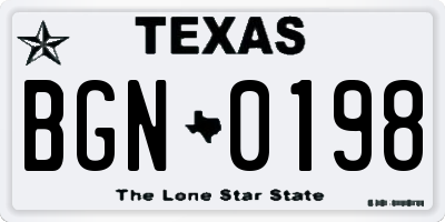 TX license plate BGN0198