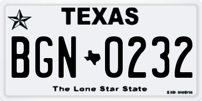 TX license plate BGN0232
