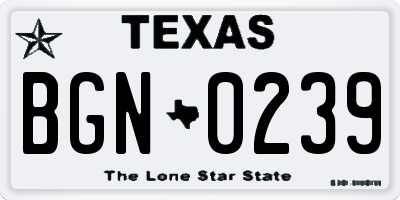 TX license plate BGN0239
