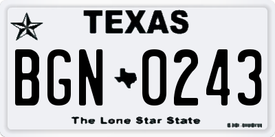 TX license plate BGN0243