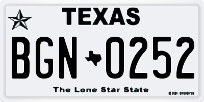 TX license plate BGN0252