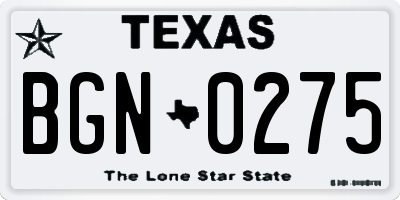 TX license plate BGN0275