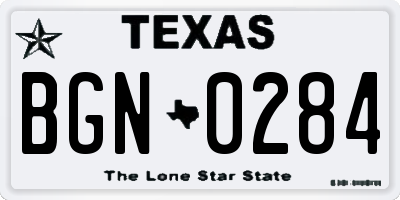 TX license plate BGN0284