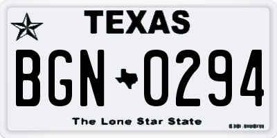 TX license plate BGN0294