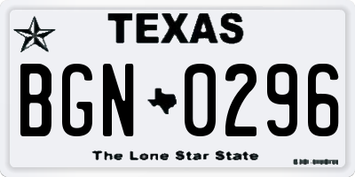 TX license plate BGN0296