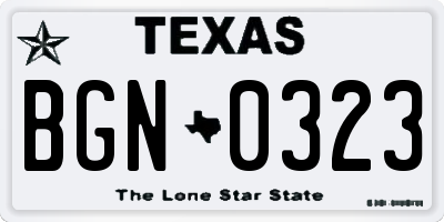 TX license plate BGN0323