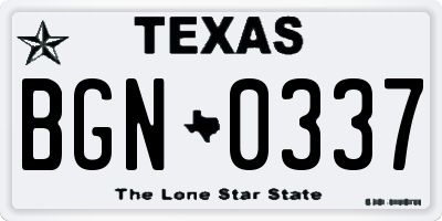 TX license plate BGN0337