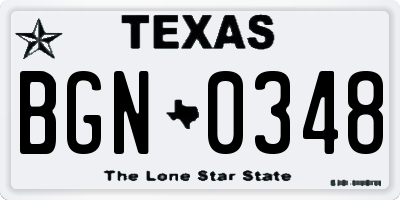 TX license plate BGN0348