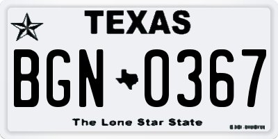 TX license plate BGN0367
