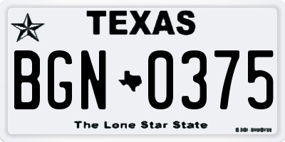 TX license plate BGN0375