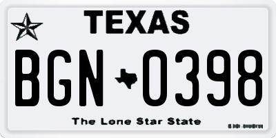 TX license plate BGN0398