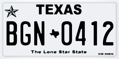 TX license plate BGN0412