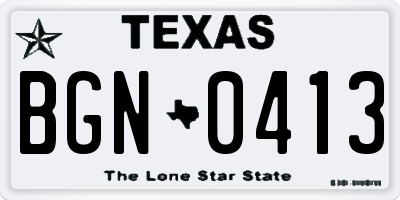TX license plate BGN0413