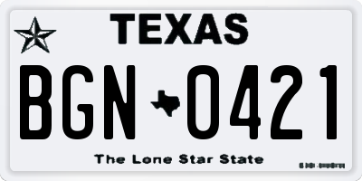 TX license plate BGN0421
