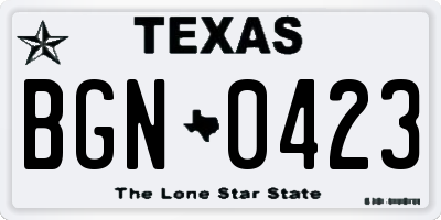 TX license plate BGN0423